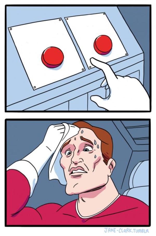 Two Buttons meme about Jenni Kayne
