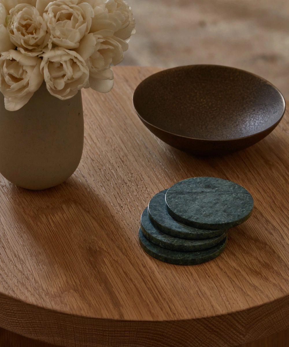 Marble coaster set of 4 in emerald