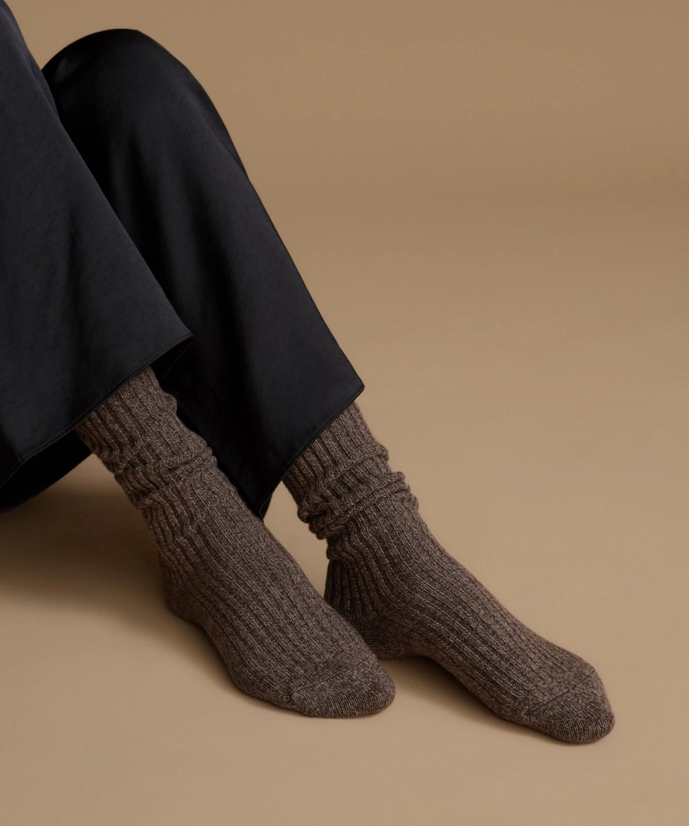 Cashmere Cabin Socks in Taupe Marl