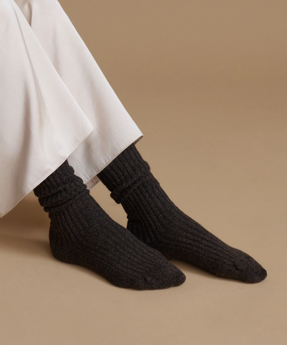 Cashmere Cabin Socks in Espresso Marl